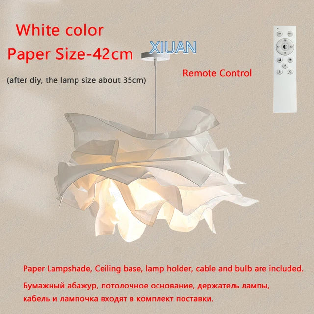 Minimalist Paper Pendant Chandelier – DIY LED Suspension Light for Bedroom & Living Room