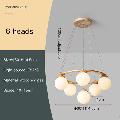 Nordic Wood Ring Chandelier – Modern LED Pendant Light for Dining Room & Living Room