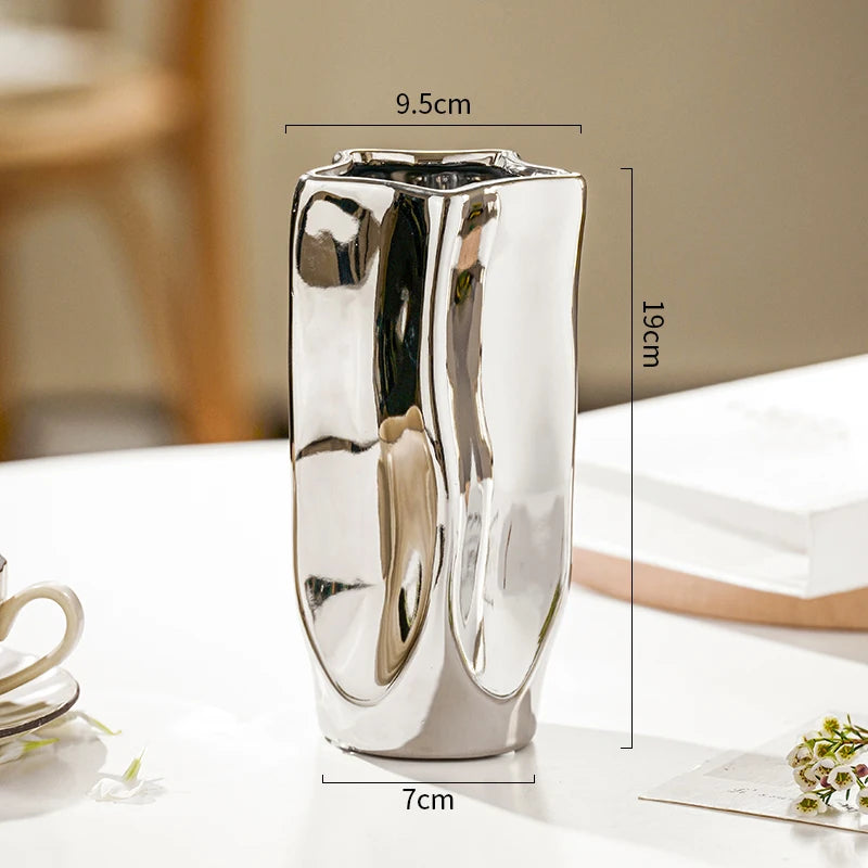 Silver Electroplated Ceramic Vase