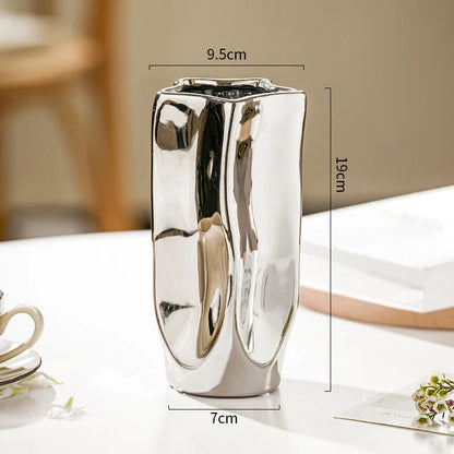 Silver Electroplated Ceramic Vase