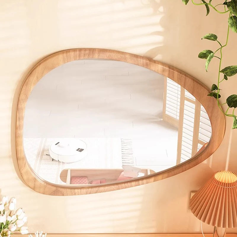 Asymmetrical Wooden Wall Mirror