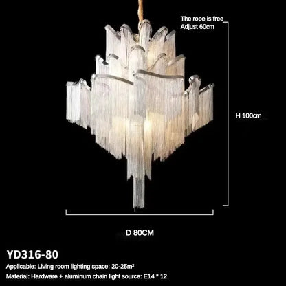 Floral Tassel Staircase Chandelier – Grand LED Pendant for Villa & Duplex Spaces