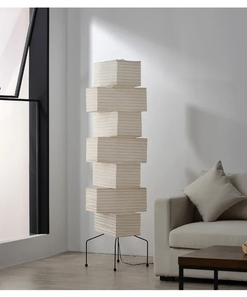 Akari-Style Rice Paper Floor Lamp – Japanese Designer Standing Light