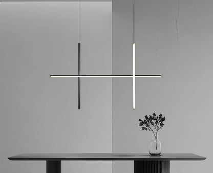 Italian Designer Tube Chandelier – Post-Modern LED Gold & Chrome Pendant Light