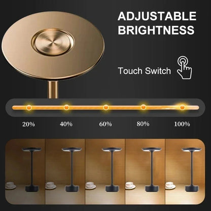 USB Rechargeable Aluminum Bar Table Lamp – Dimmable Touch Lamp