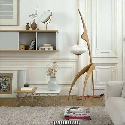 Japanese Modern Simple Walnut Solid Wood Floor Lamp Living Room Bedroom Bedside Creative Exhibition Hall Corner Standing Light