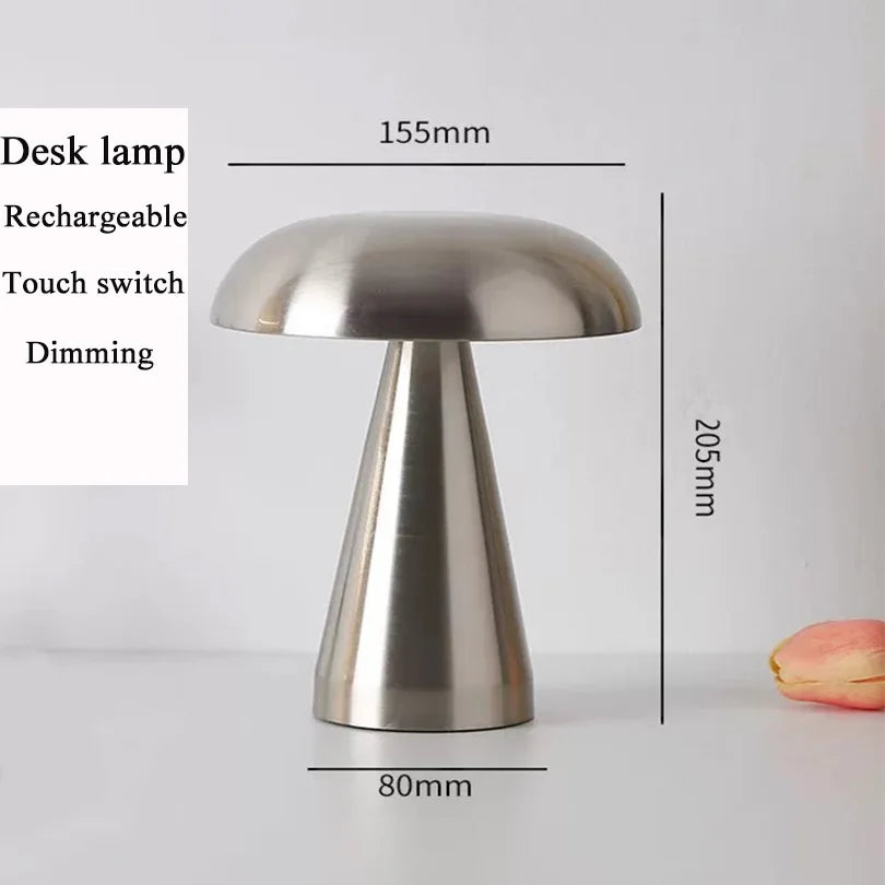 Retro Mushroom LED Table Lamp – Rechargeable Touch Bedside Light