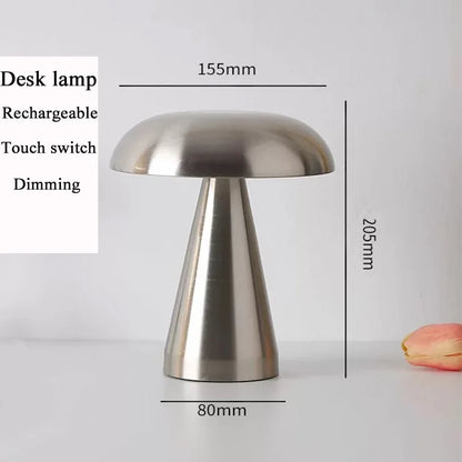 Retro Mushroom LED Table Lamp – Rechargeable Touch Bedside Light