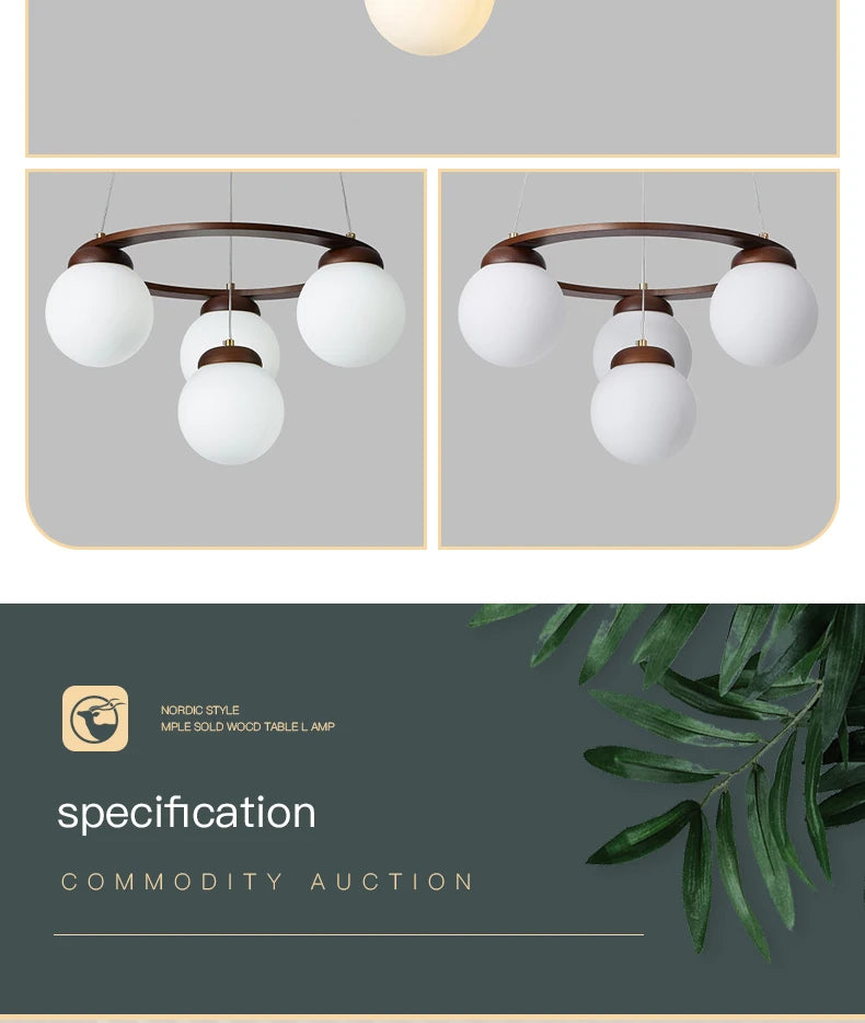 Nordic Wood Ring Chandelier – Modern LED Pendant Light for Dining Room & Living Room