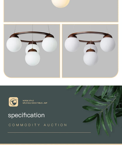 Nordic Wood Ring Chandelier – Modern LED Pendant Light for Dining Room & Living Room