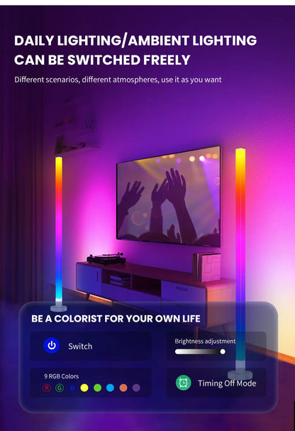 Smart RGB LED Floor Lamp Remote/Switch/APP Control USB Music Sync Corner Modern Mood Standing Light For Living Room Gaming Party