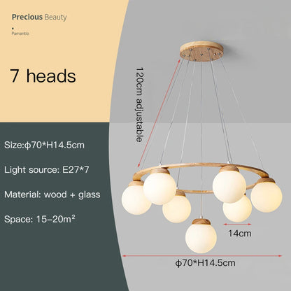 Nordic Wood Ring Chandelier – Modern LED Pendant Light for Dining Room & Living Room