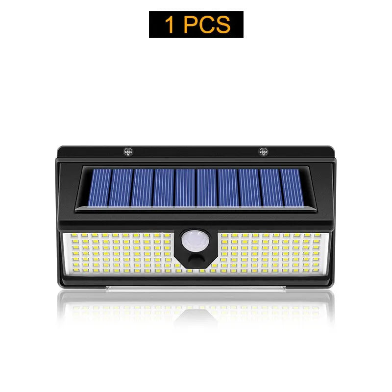 190 LED Solar Motion Sensor Wall Light – 4 Modes, IP65 Waterproof