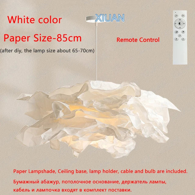 Minimalist Paper Pendant Chandelier – DIY LED Suspension Light for Bedroom & Living Room