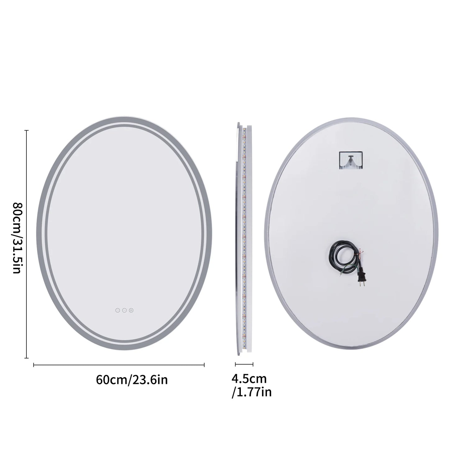 LED Bathroom Mirror Backlit Round Vanity Mirror with Lights Wall Mounted Anti-Fog Lighted Bathroom Mirror Dimmable Makeup Mirror