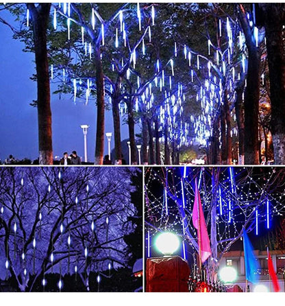 Solar Meteor Shower Lights Outdoor Meteor Lights 10Tubes Waterproof LED Falling Raindrop Christmas Halloween Fairy String Lights