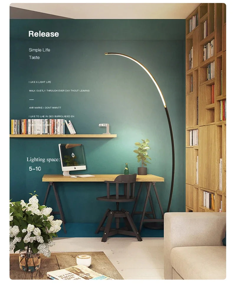 Nordic Minimalist White Gold C-shaped Lamp Living Room Sofa Bedroom Study Bedside Corner Led Dimmable Remote Control