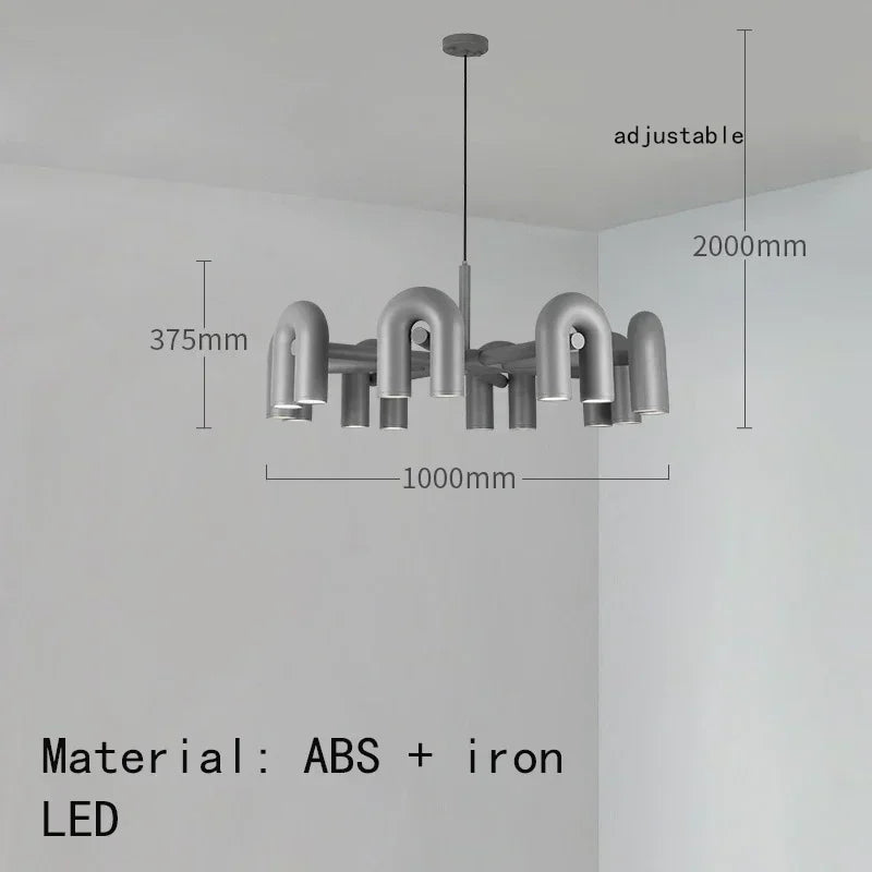 Nordic U-Shaped Art Chandelier – Designer LED Pendant Light for Living Room & Dining