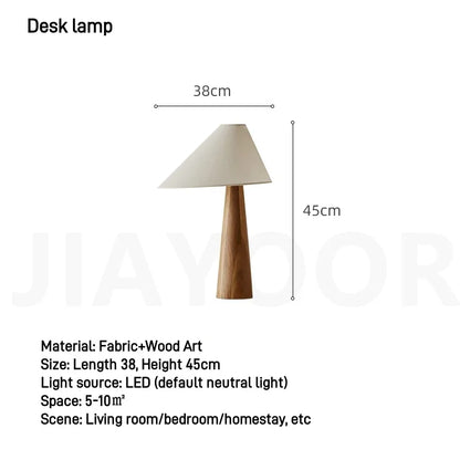 Conical Oak Floor Lamp Wabi Sabi Retro Floor Lamp Living Room Bedroom Study Solid Wood Desk Lamp Bedside Lamp Home Decoration