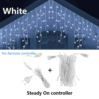 Icicle String Lights Outdoor LED Fairy Lights Garland For New Year Party Wedding Garden Terrace Christmas Decoration Lamps