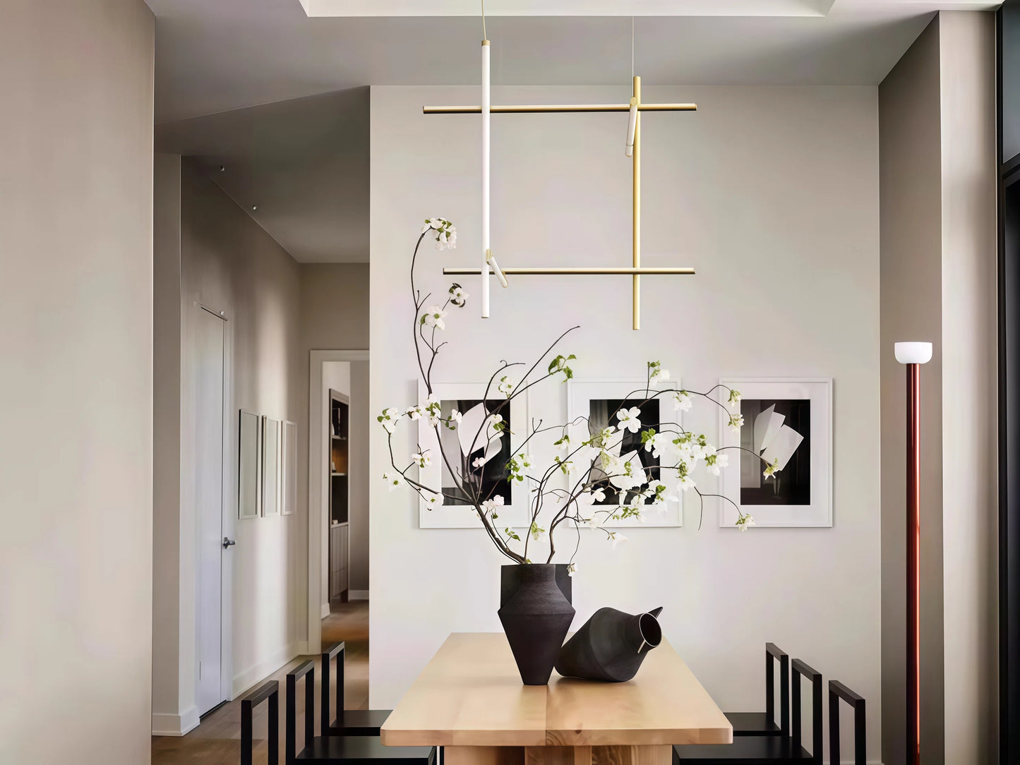 Italian Designer Tube Chandelier – Post-Modern LED Gold & Chrome Pendant Light