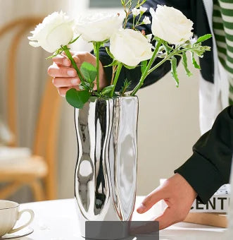 Silver Electroplated Ceramic Vase