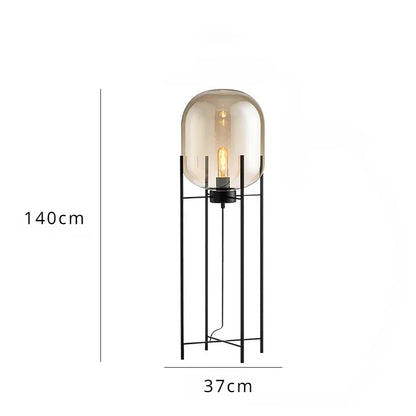 Postmodern Nordic Industrial Style Smoke Gray Glass Four-legged Floor Lamp Creative Personality Living Room Bedroom Table Lamps