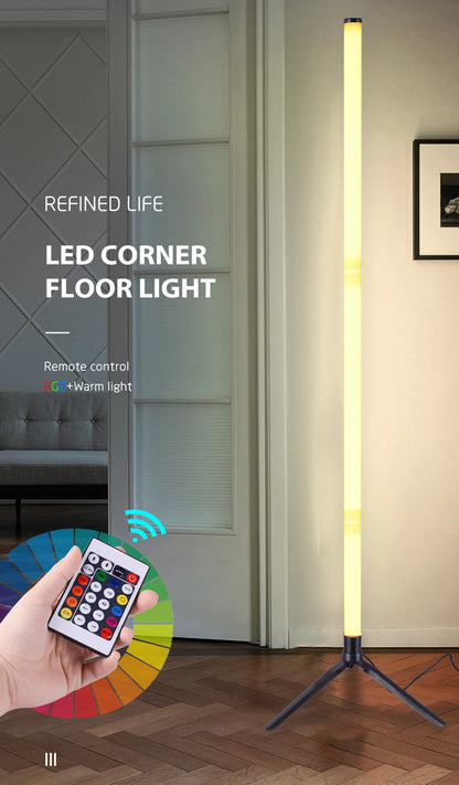 RGB LED Floor Lamp Remote APP Control Music Sync Corner Mood Lighting Smart Modern Mood Standing Lights for Bedroom Living Room