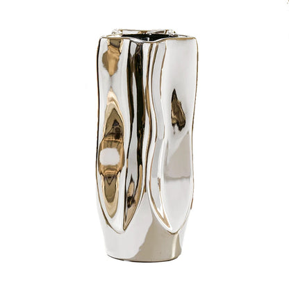 Silver Electroplated Ceramic Vase