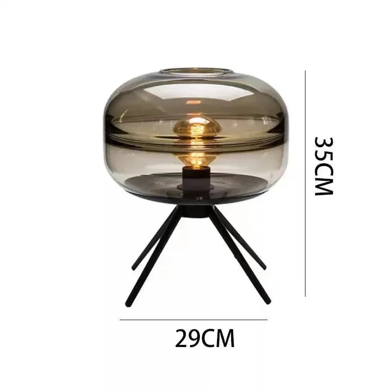 Postmodern Nordic Industrial Style Smoke Gray Glass Four-legged Floor Lamp Creative Personality Living Room Bedroom Table Lamps