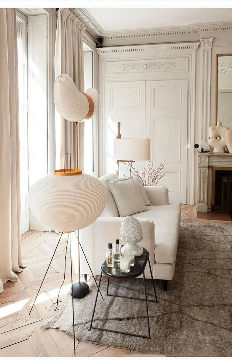 Simplified Japanese Xuan Paper Floor Lamp Bedroom Living Room Restaurant Decorative Lamp Retro Art Design Floor Lamp