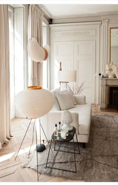 Simplified Japanese Xuan Paper Floor Lamp Bedroom Living Room Restaurant Decorative Lamp Retro Art Design Floor Lamp