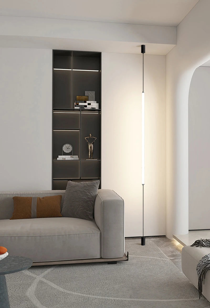 Italy Design Bedroom Bedside LED Floor Lamps Acrylic Sconces Long Line Light Modern Black Hotel Living Room LED Floor Light Home