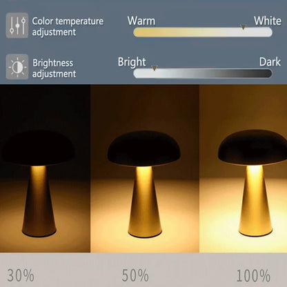 Retro Mushroom LED Table Lamp – Rechargeable Touch Bedside Light
