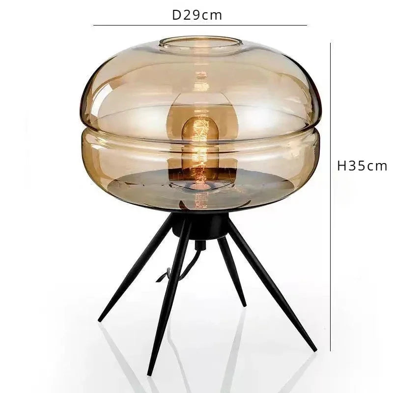 Postmodern Nordic Industrial Style Smoke Gray Glass Four-legged Floor Lamp Creative Personality Living Room Bedroom Table Lamps