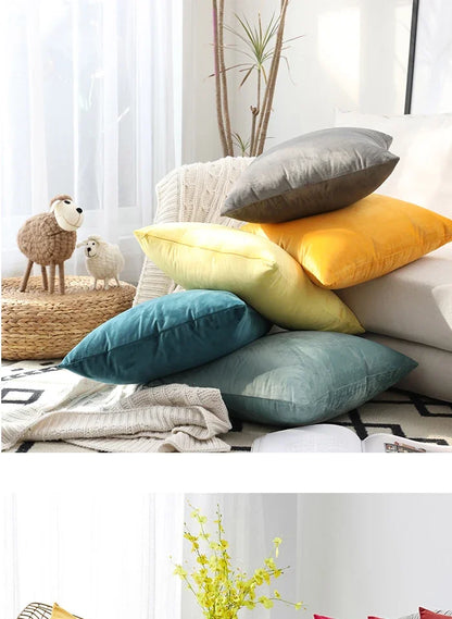 Solid Velvet Cushion Cover