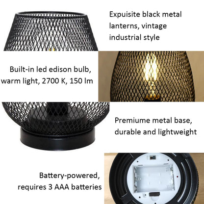 Industrial Birdcage Table Lamp – Retro Iron Geometric LED Night Light