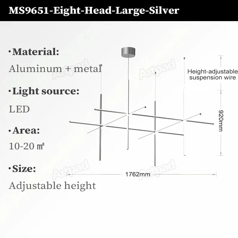 Italian Designer Tube Chandelier – Post-Modern LED Gold & Chrome Pendant Light