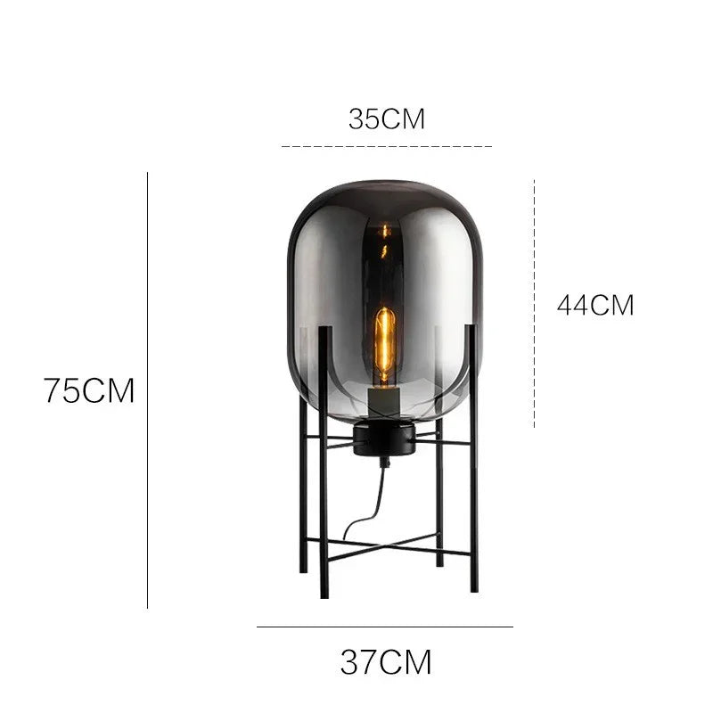 Postmodern Nordic Industrial Style Smoke Gray Glass Four-legged Floor Lamp Creative Personality Living Room Bedroom Table Lamps