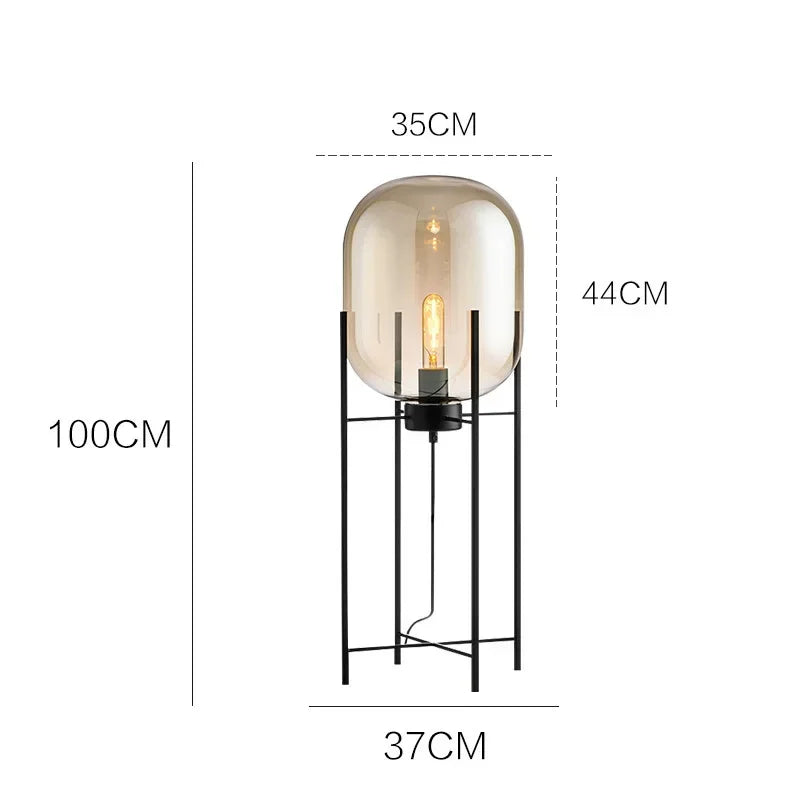 Postmodern Nordic Industrial Style Smoke Gray Glass Four-legged Floor Lamp Creative Personality Living Room Bedroom Table Lamps