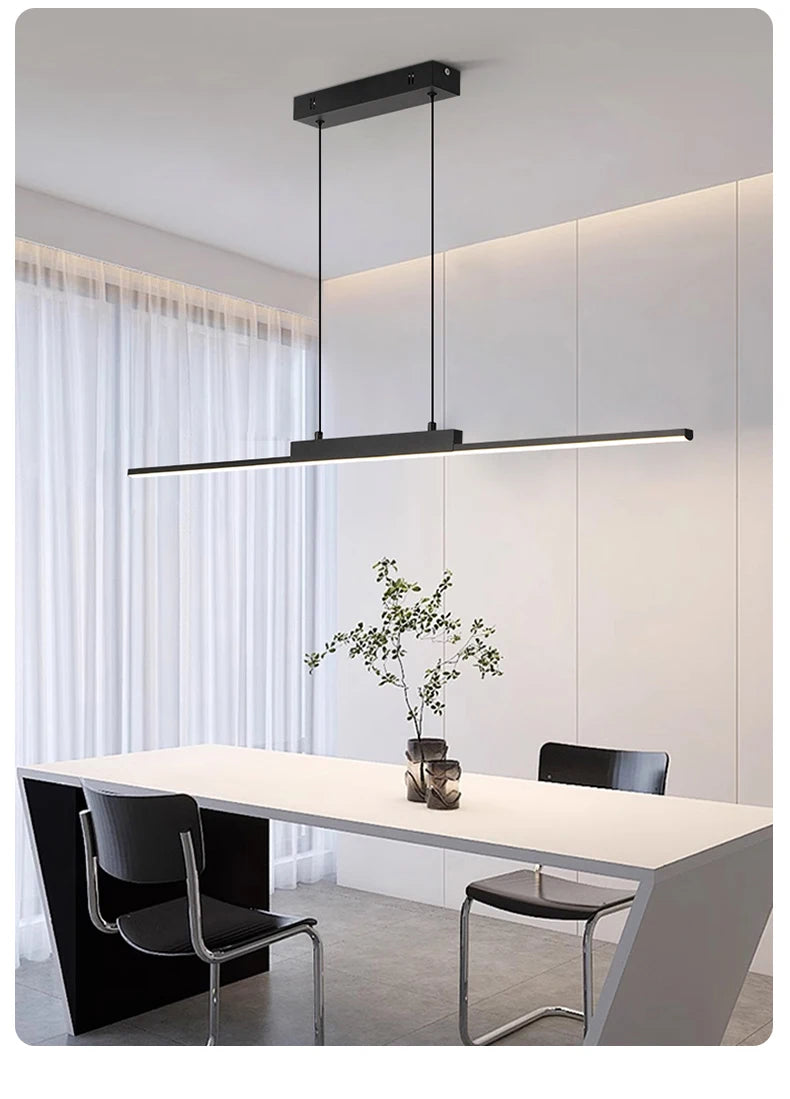 Modern Linear Pendant Light – Long Chandelier for Dining Room & Kitchen
