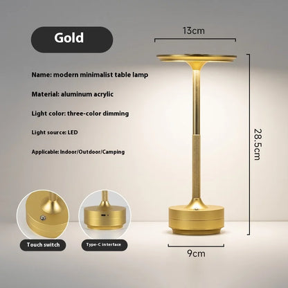 USB Rechargeable Aluminum Bar Table Lamp – Dimmable Touch Lamp