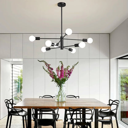 Multi-Head Chandelier – Modern Gold & Black LED Ceiling Light for Living & Dining Room