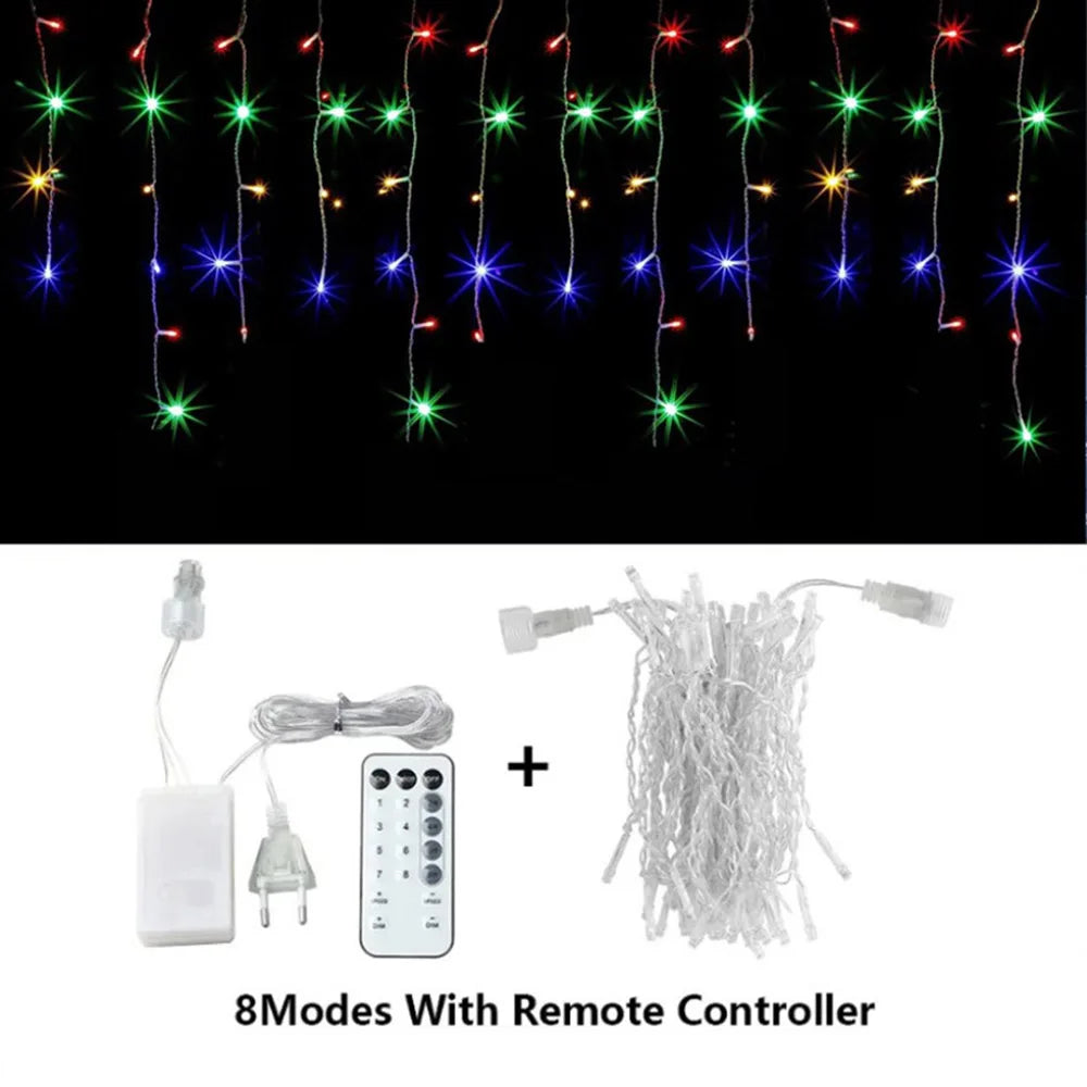 Icicle String Lights Outdoor LED Fairy Lights Garland For New Year Party Wedding Garden Terrace Christmas Decoration Lamps