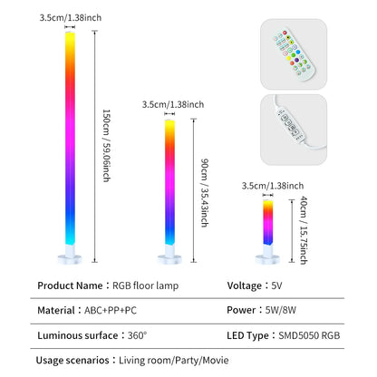 Smart RGB LED Floor Lamp Remote/Switch/APP Control USB Music Sync Corner Modern Mood Standing Light For Living Room Gaming Party