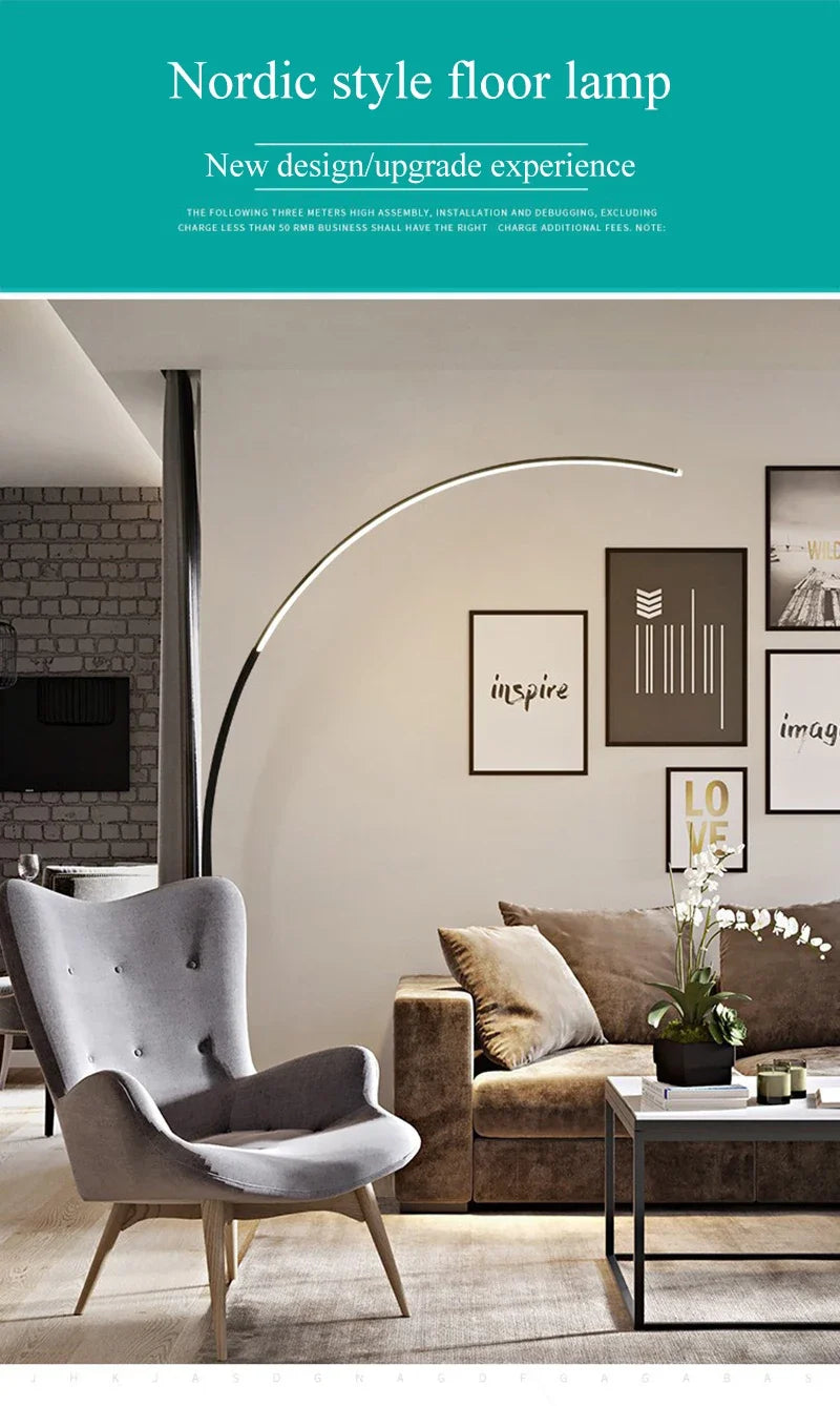 Nordic Minimalist White Gold C-shaped Lamp Living Room Sofa Bedroom Study Bedside Corner Led Dimmable Remote Control