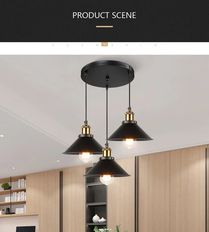 Vintage Loft Edison Pendant Light – Industrial Retro Chandelier for Living Room