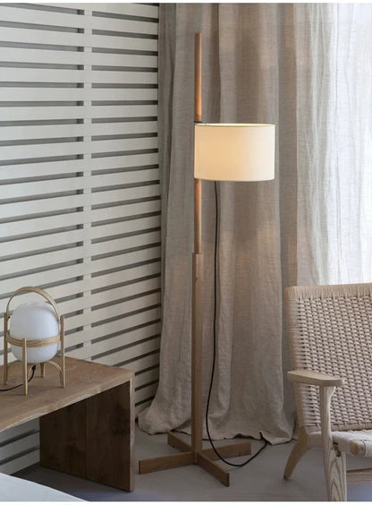 Japanese floor lamp Designer fabric Liftable adjustable floor lamp Retro wooden floor lamps Living Room Salon reading floor lamp