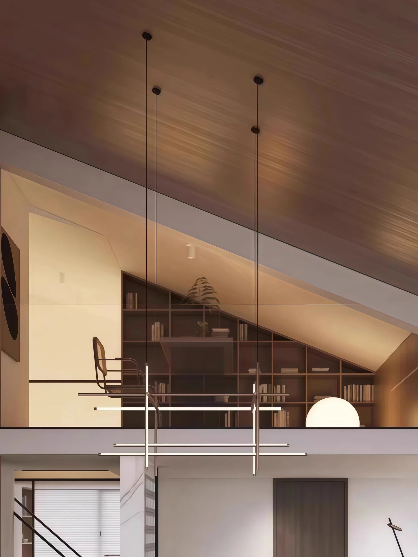 Italian Designer Tube Chandelier – Post-Modern LED Gold & Chrome Pendant Light