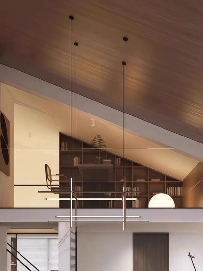 Italian Designer Tube Chandelier – Post-Modern LED Gold & Chrome Pendant Light